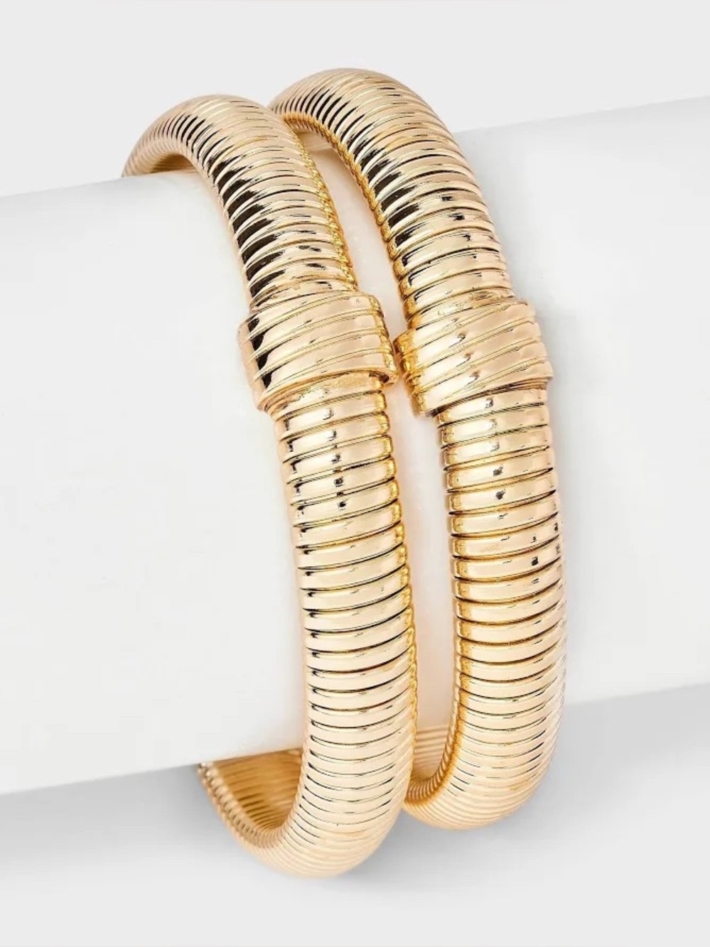 NWT A New Day Ribbed Bracelet 2pc Set Gold Ribbed Stackable Bangle Bracelet